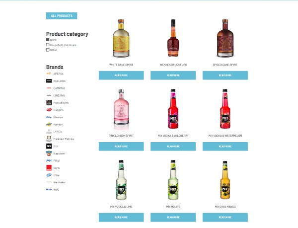 Dunapro - product list with filters block