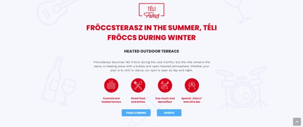 Fröccsterasz Complex - 2 venues in a tab layout block