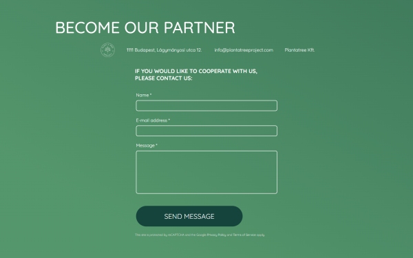 Plant a Tree Project - contact form for companies block